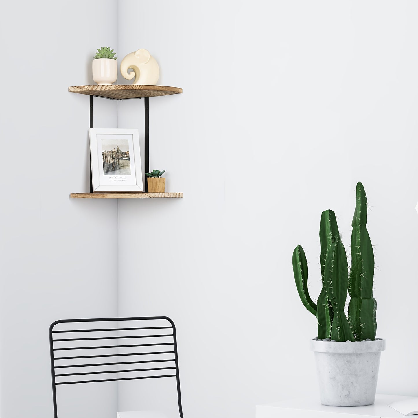 Double-layer Corner Shelf, 13-inch Rustic Wooden Iron Floating Bookshelf Hanger, Retro Wall-mounted Corner Display Rack And Storage Rack, Suitable for Small Spaces Such As Bedrooms, Living Rooms, And Home Offices., Floating Shelves